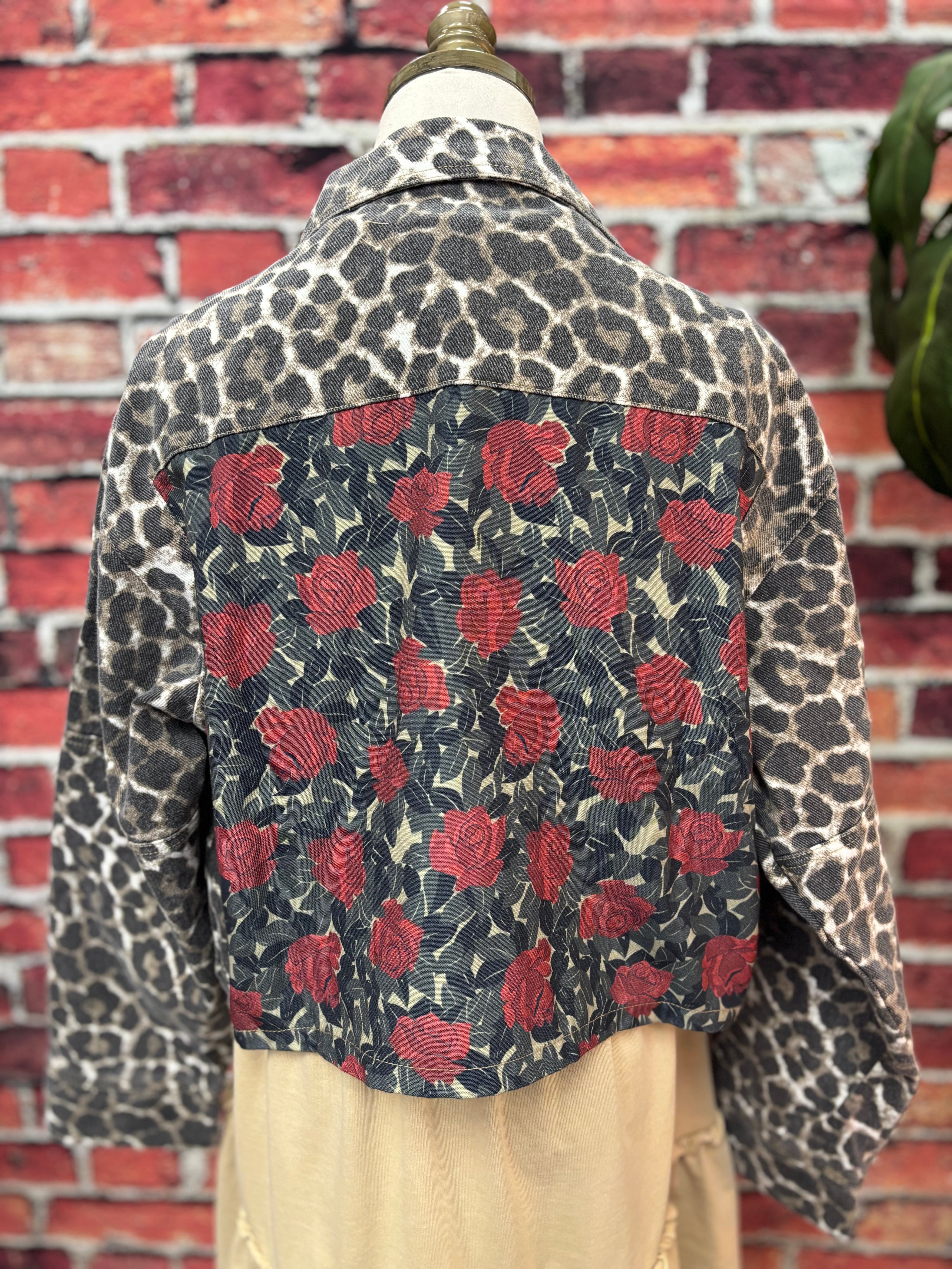 Leopard & Rose Patchwork Cropped Denim Jacket