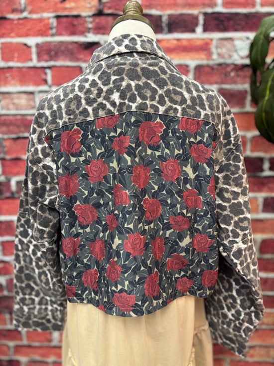 Leopard & Rose Patchwork Cropped Denim Jacket