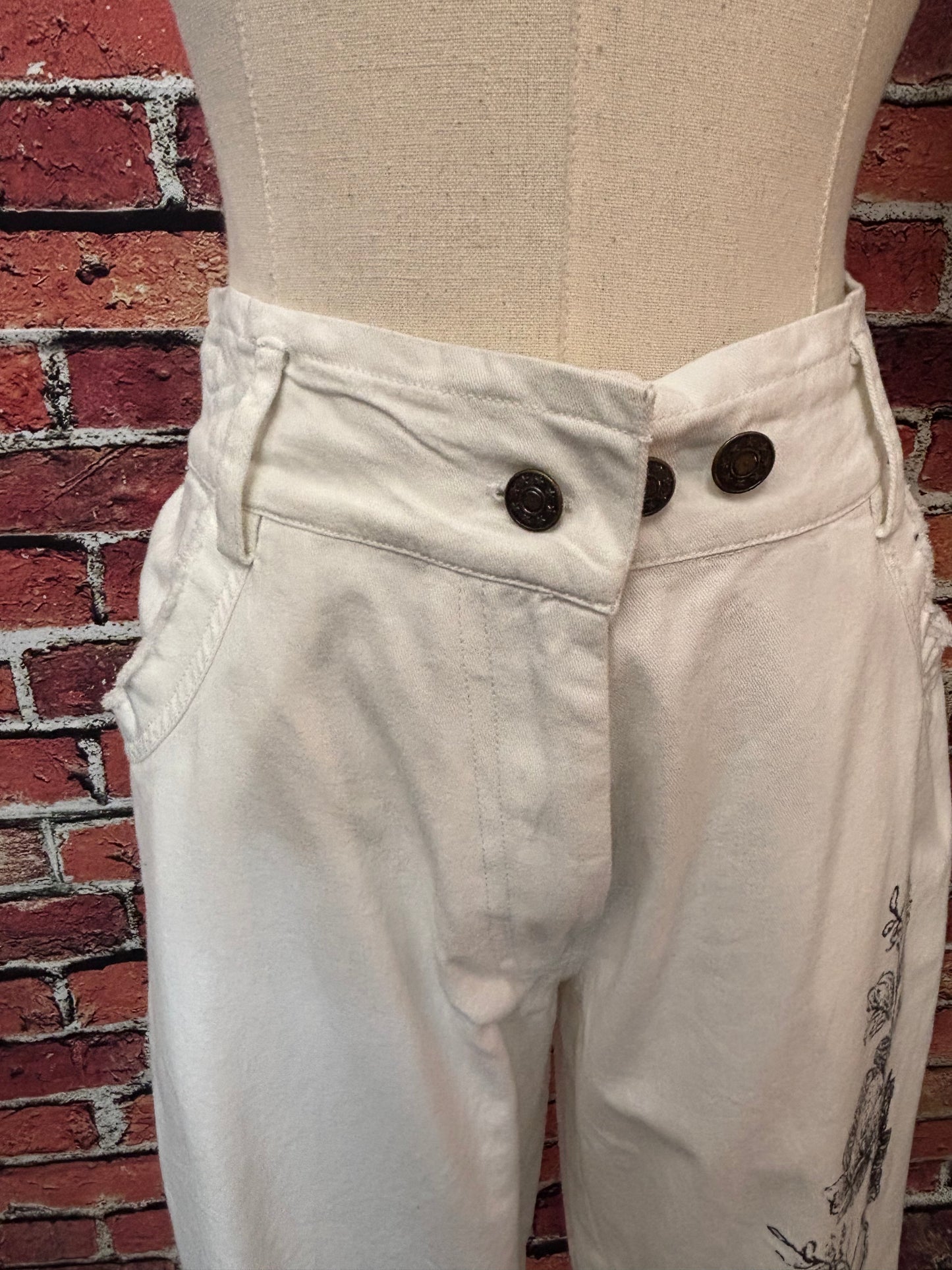 Boho Gray Floral Cotton Pants