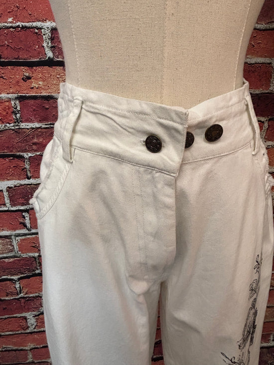 Boho Gray Floral Cotton Pants