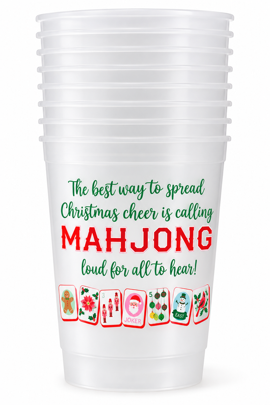 Mahjong Frosted Christmas 14 oz Cups - 10 ct