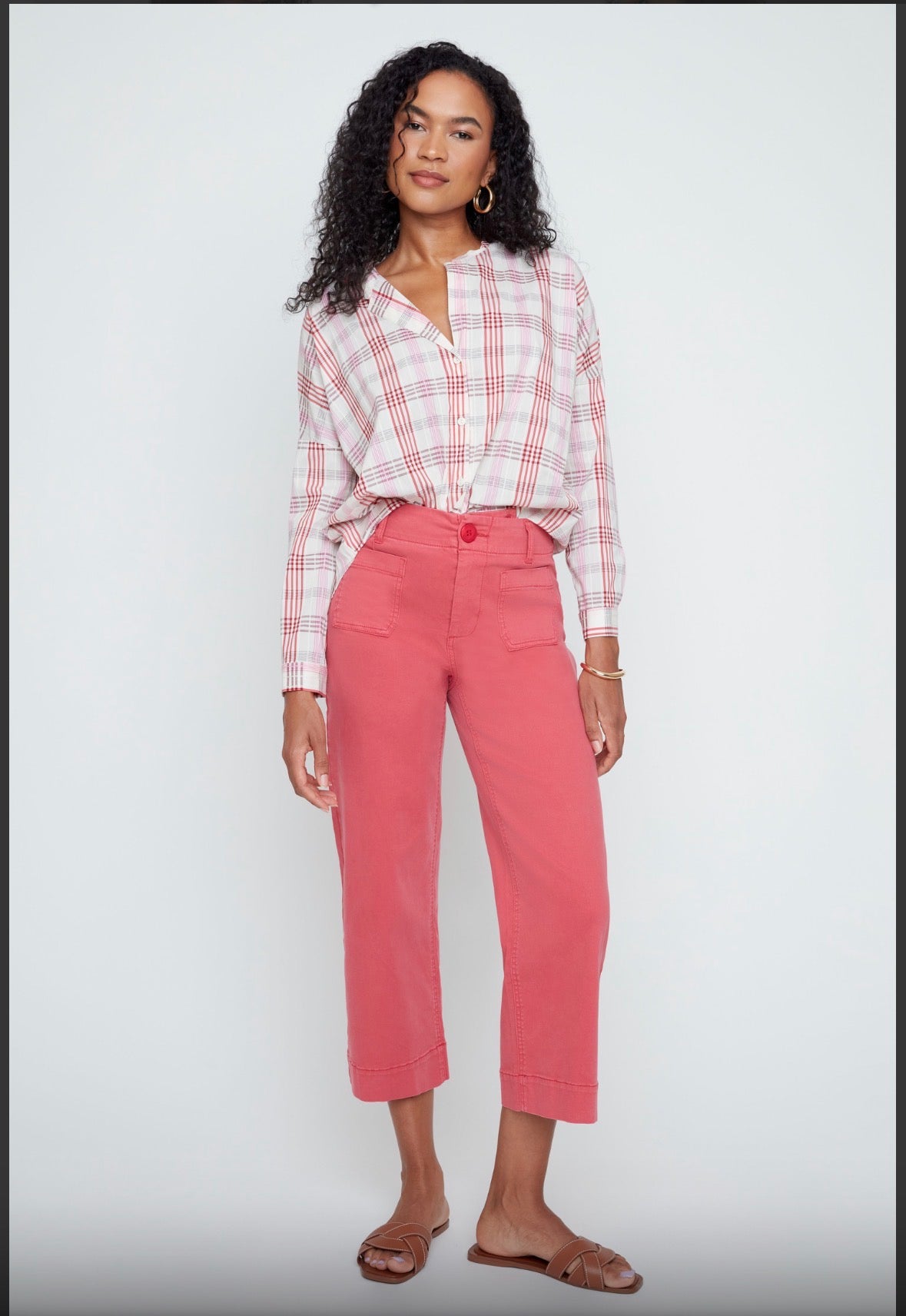 Rosy Plaid Breeze Blouse