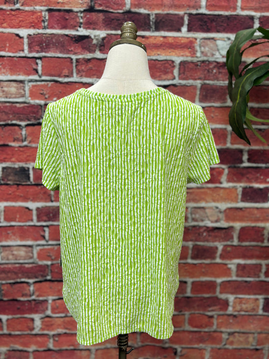 Lime Textured Stripe Knit Top