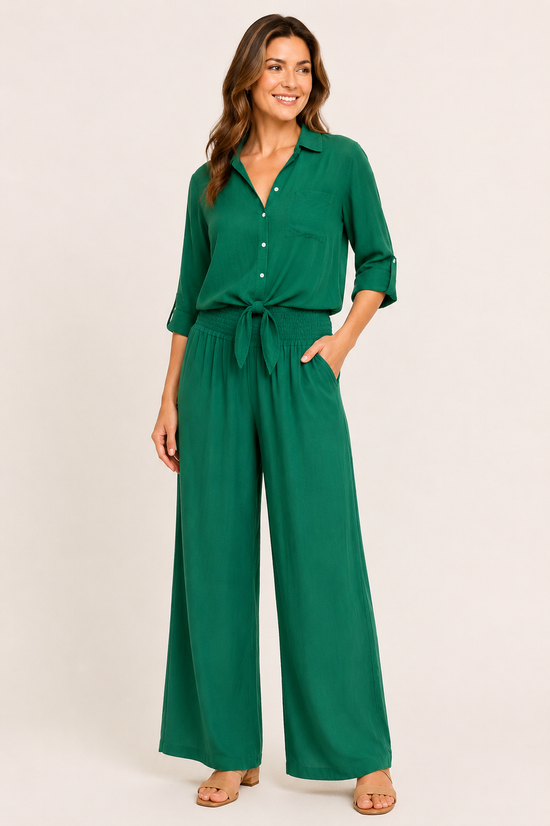 Smocked Waist Palazzo Pant