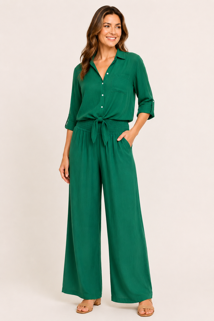 Smocked Waist Palazzo Pant