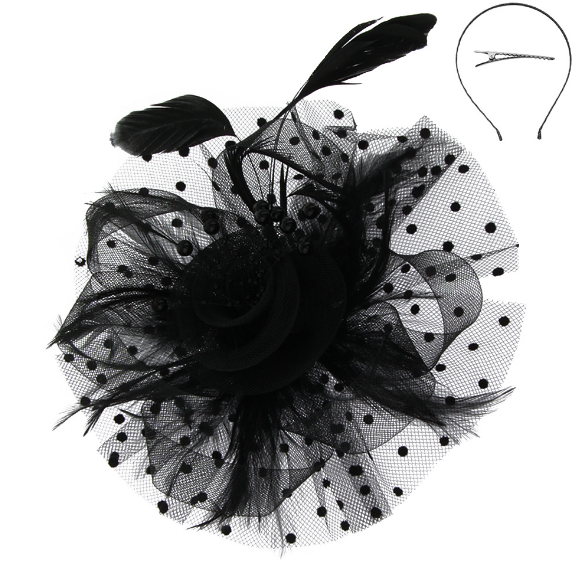 Feather Flower & Leaf Fascinator