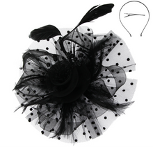 Load image into Gallery viewer, Feather Flower &amp; Leaf Fascinator
