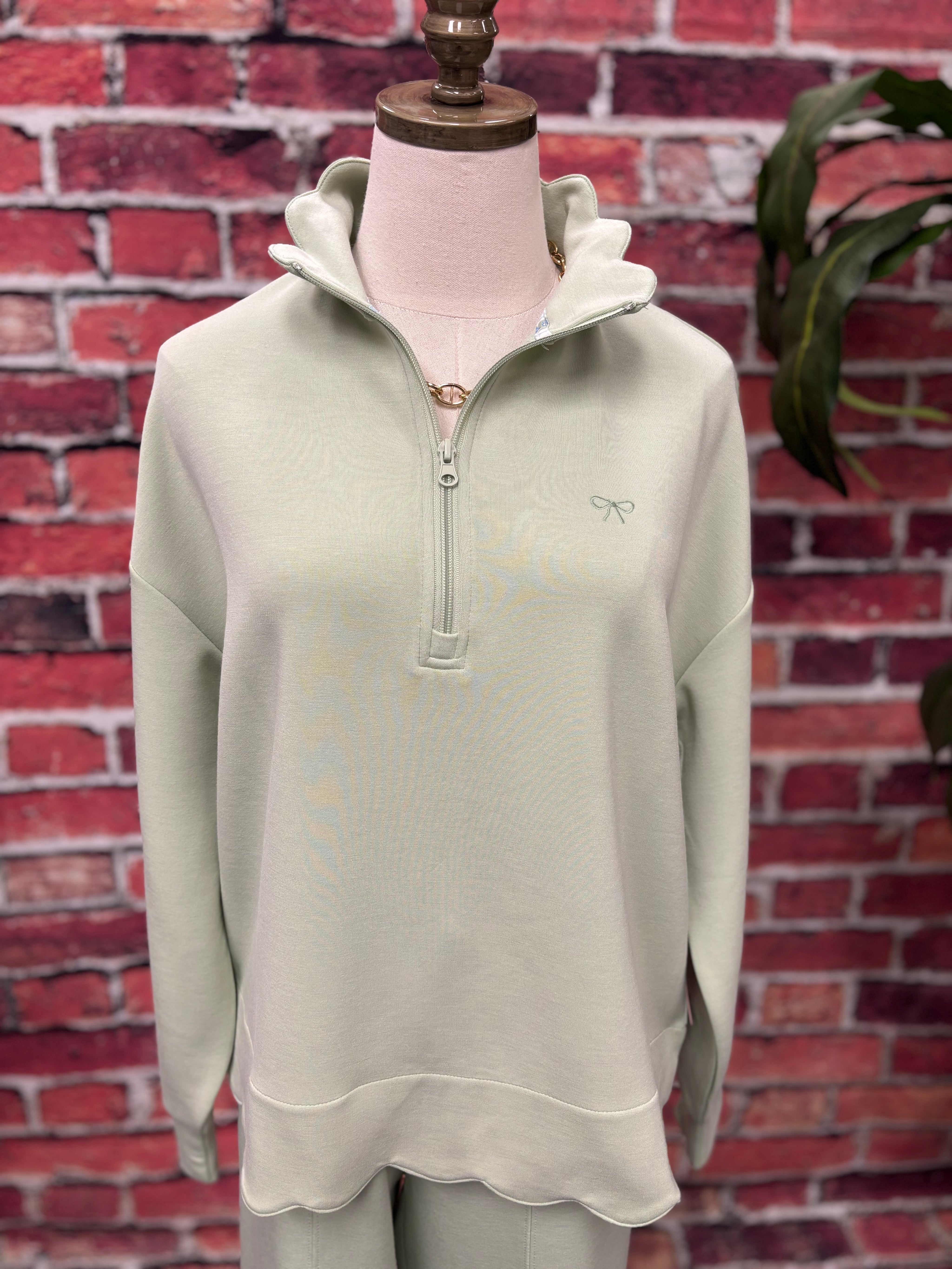 Scalloped Half-Zip Pullover