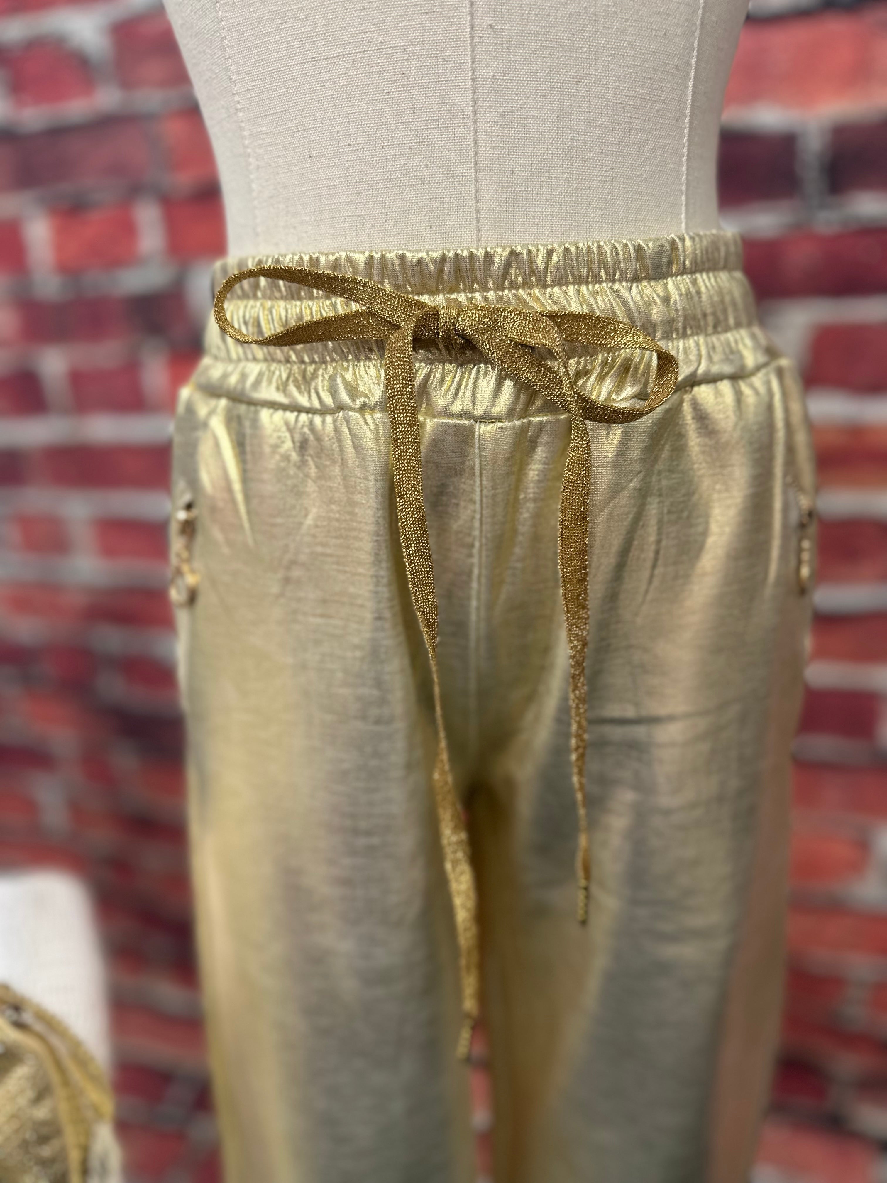 Metallic Gold Jogger Pants *FINAL SALE**