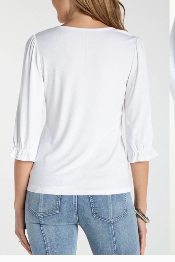 Elbow Sleeve Notch Knit Tee