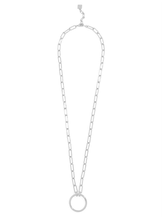 Long Link Necklace With Circle Charm