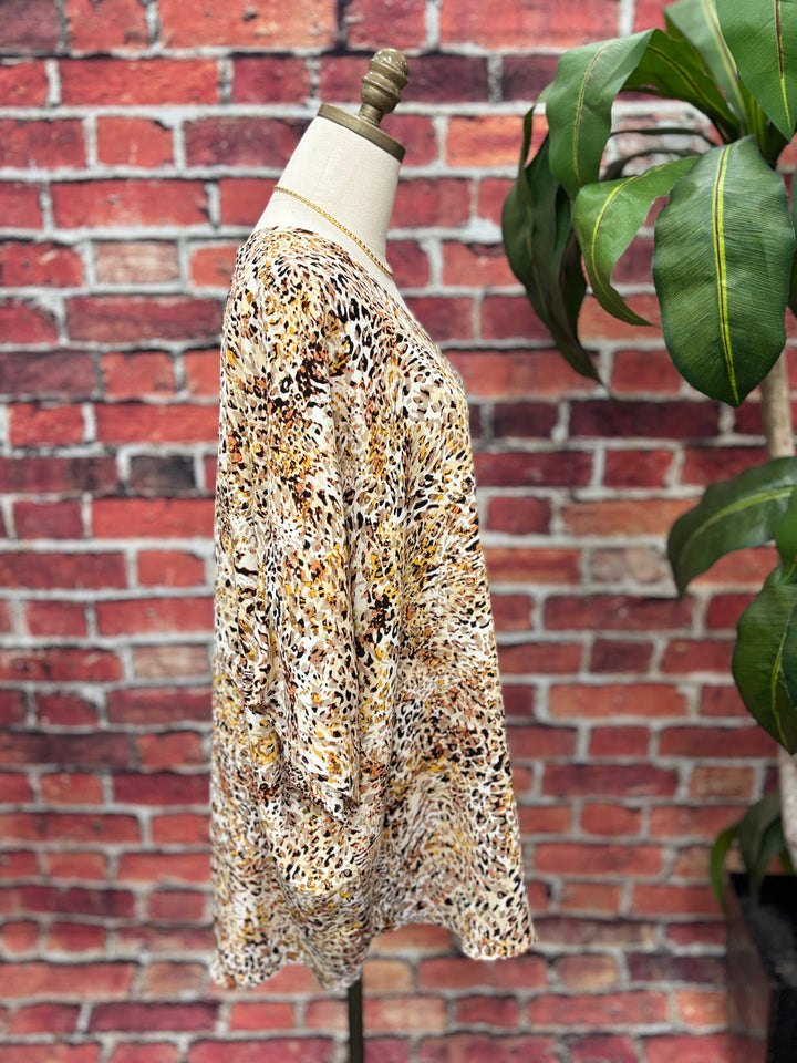 Golden Safari Oversized V-Neck Top
