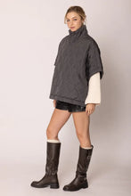 Load image into Gallery viewer, Quarter Zip Quilted Puffer Poncho
