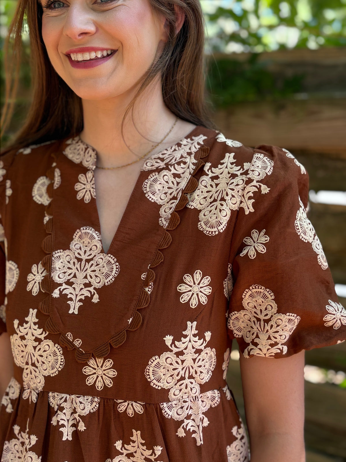 Walnut Mix Tiered Mini Dress