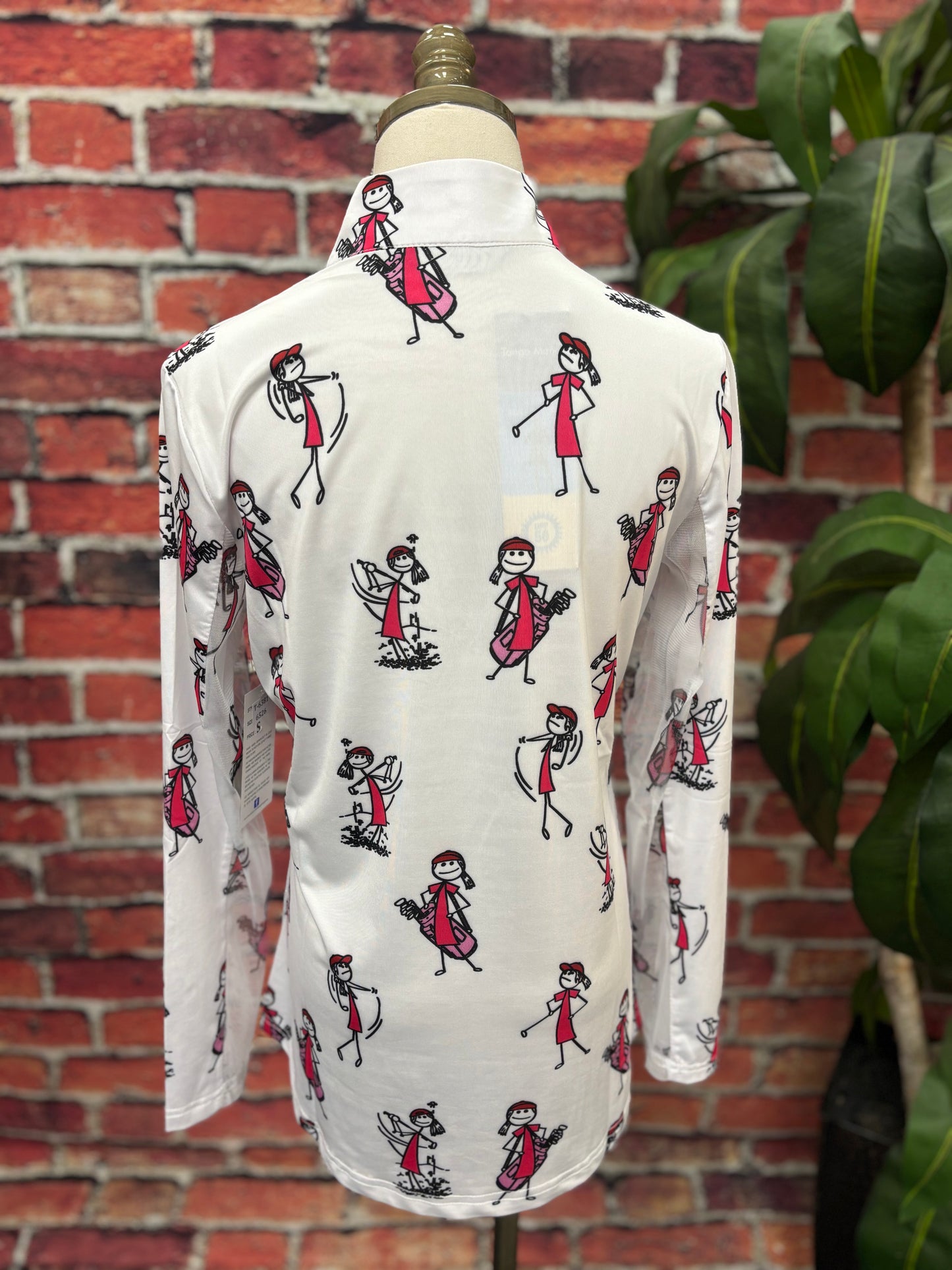 Black & White Modern Print UPF 50 Zip Top