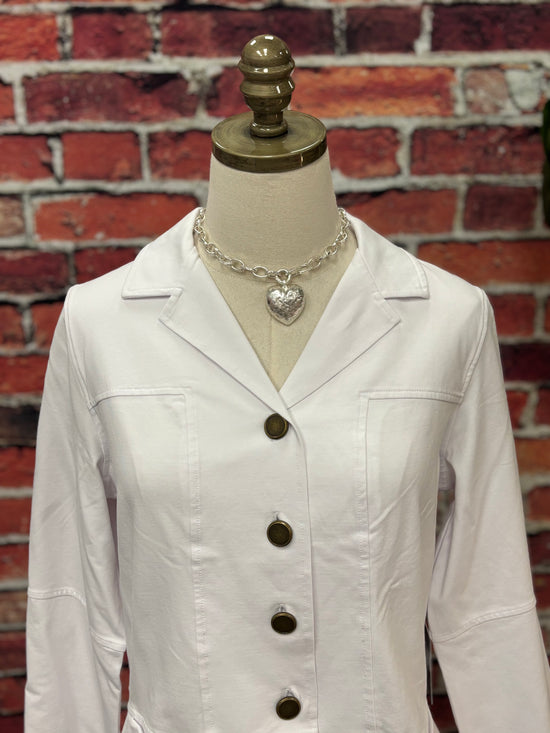 White Stretch Peplum Jacket