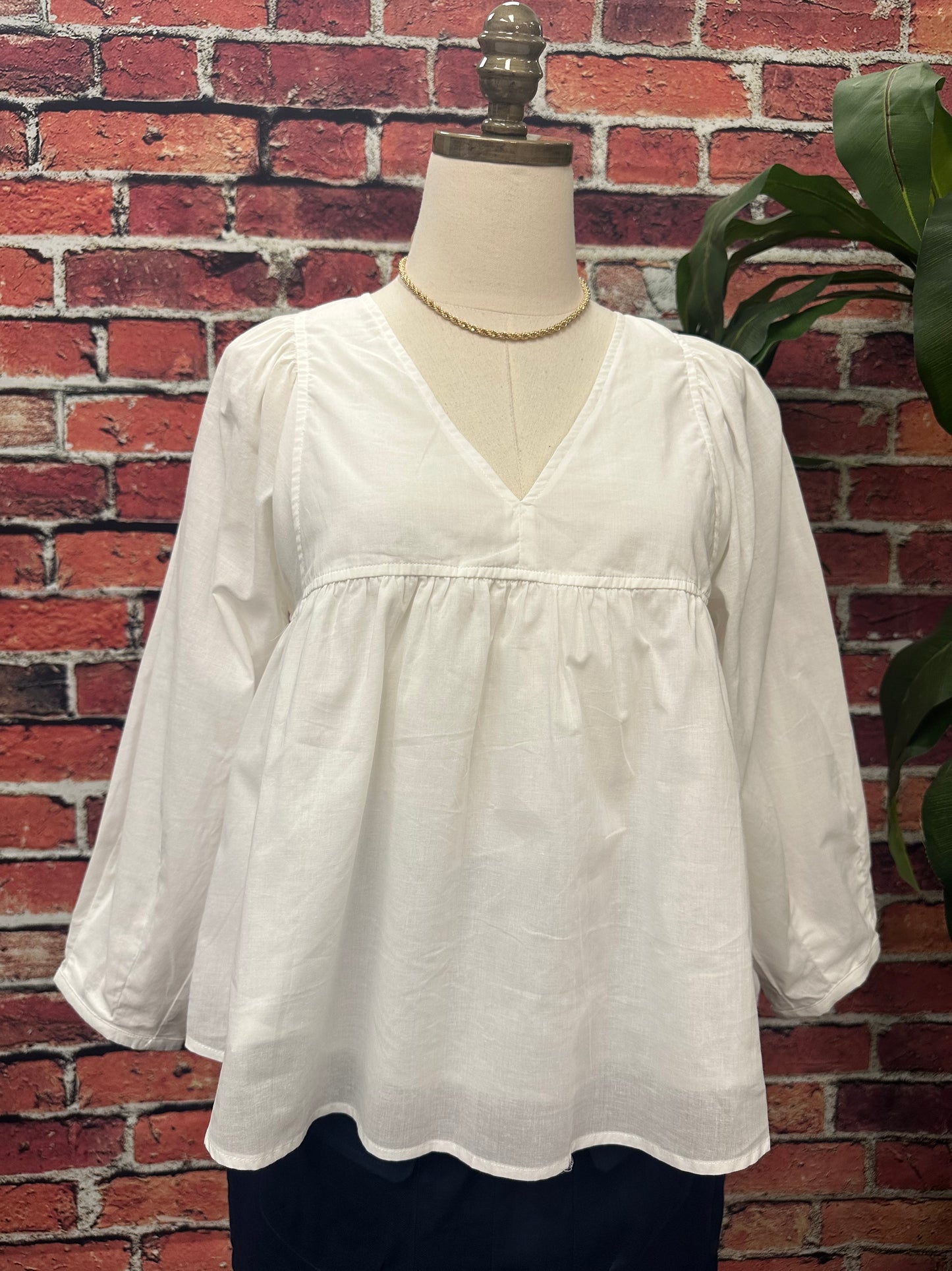 Cotton V-Neck Blouse