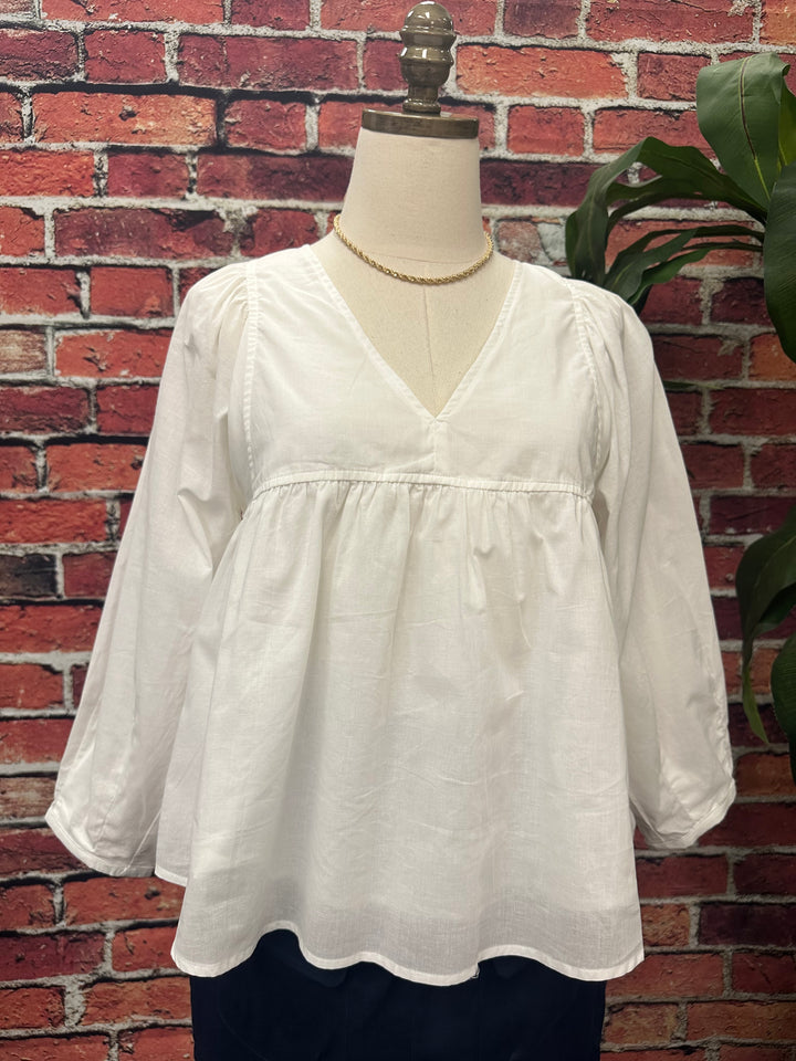 Cotton V-Neck Blouse