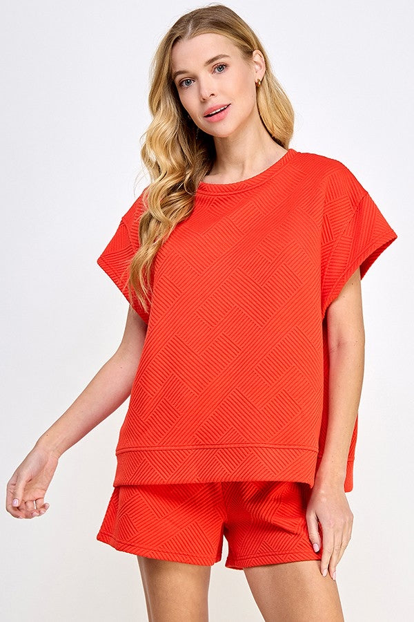 Textured Short Sleeve Top