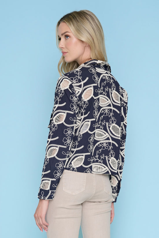 Navy Garden Charm Cropped Jacket