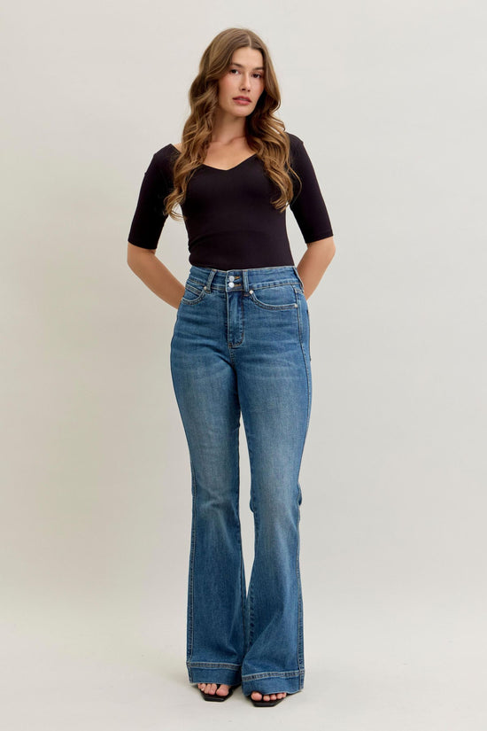 Judy Blue Flare Double Button Waistband