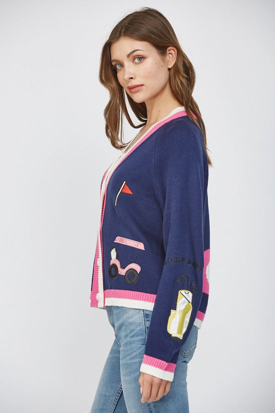 GOLF EMBROIDERED PATCH CARDIGAN