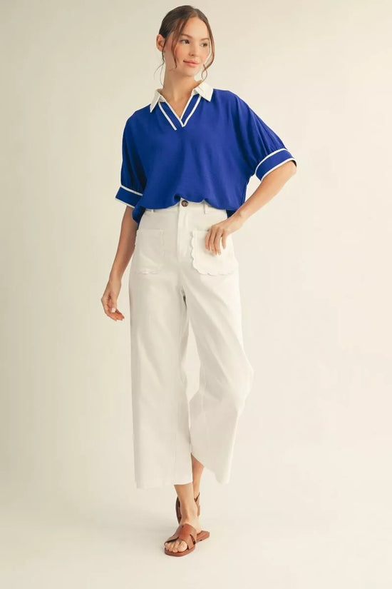 Scalloped Pocket Wide-Leg Crop Pants *FINAL SALE*