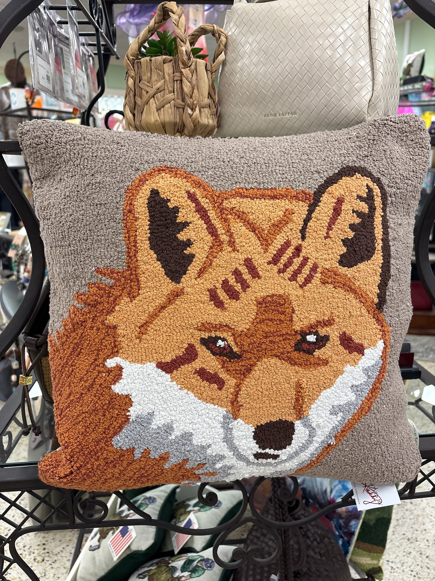 Hand Hooked Fox Pillow