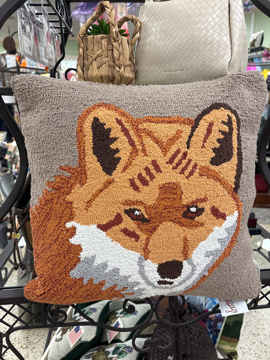 Hand Hooked Fox Pillow