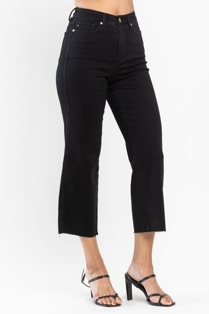 Judy Blue HW Tummy Control Raw Hem Crop Wide Leg *FINAL SALE*