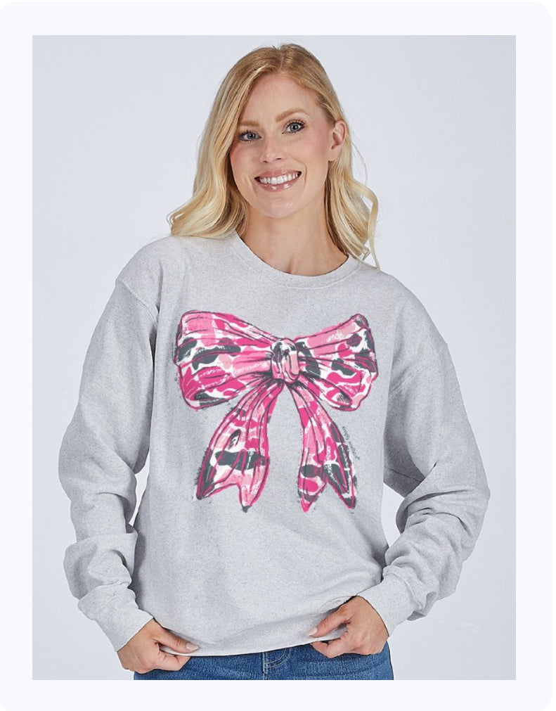 Pink Camo Bow Sweatshirt
