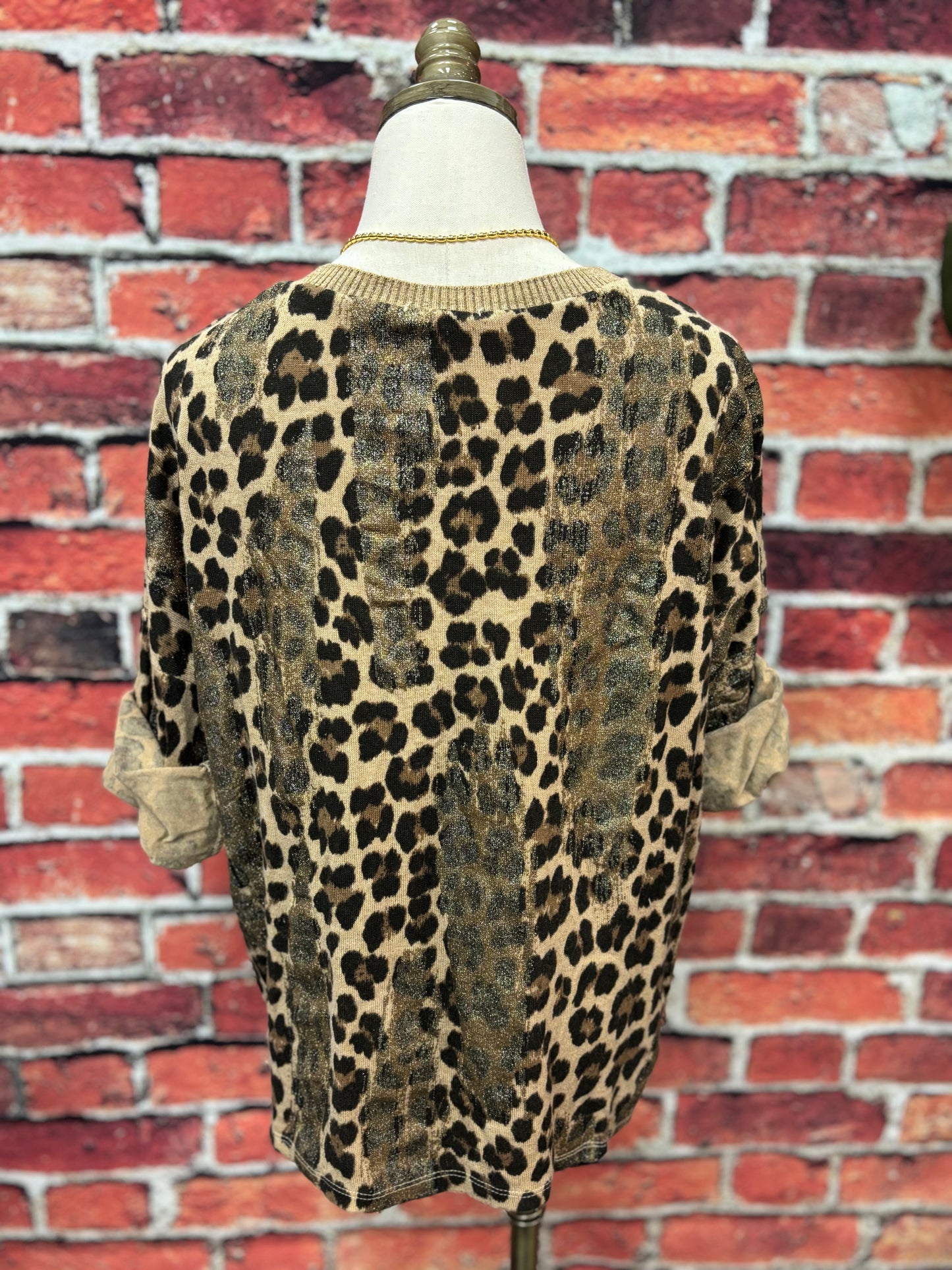 Shimmer Leopard V-Neck Sweater *FINAL SALE*