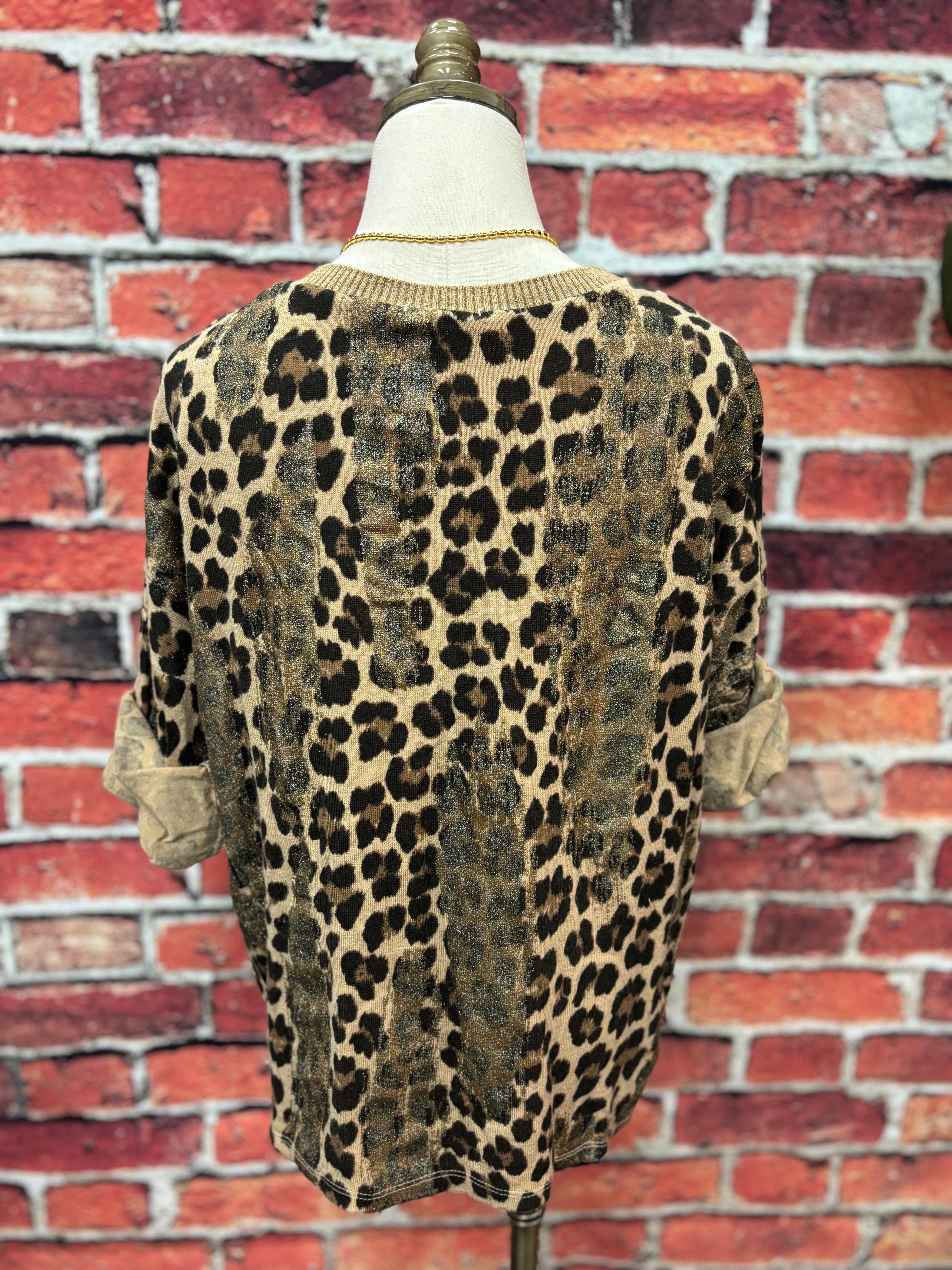 Shimmer Leopard V-Neck Sweater *FINAL SALE*