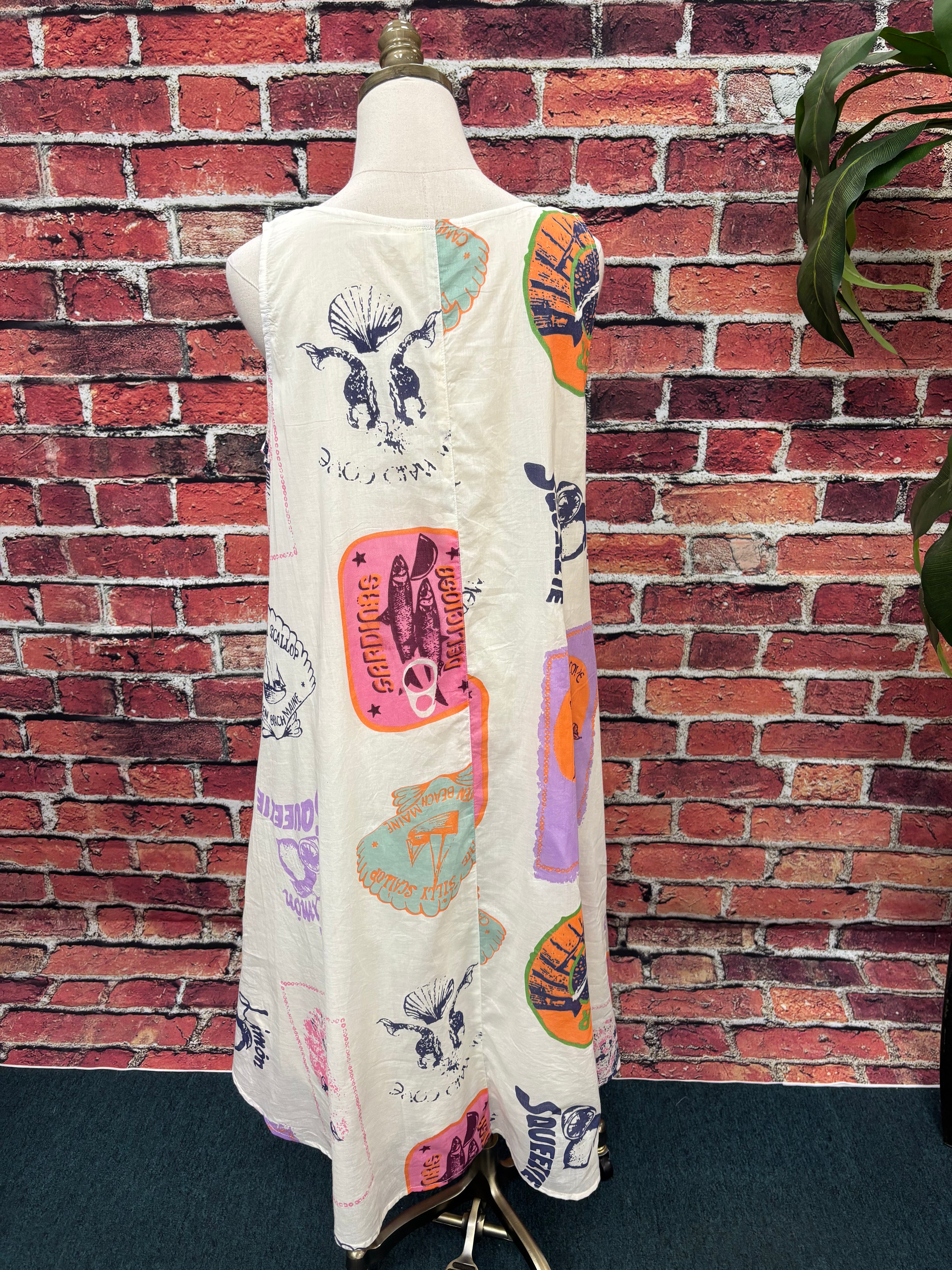 Coastal Patchwork Boho Midi Dress