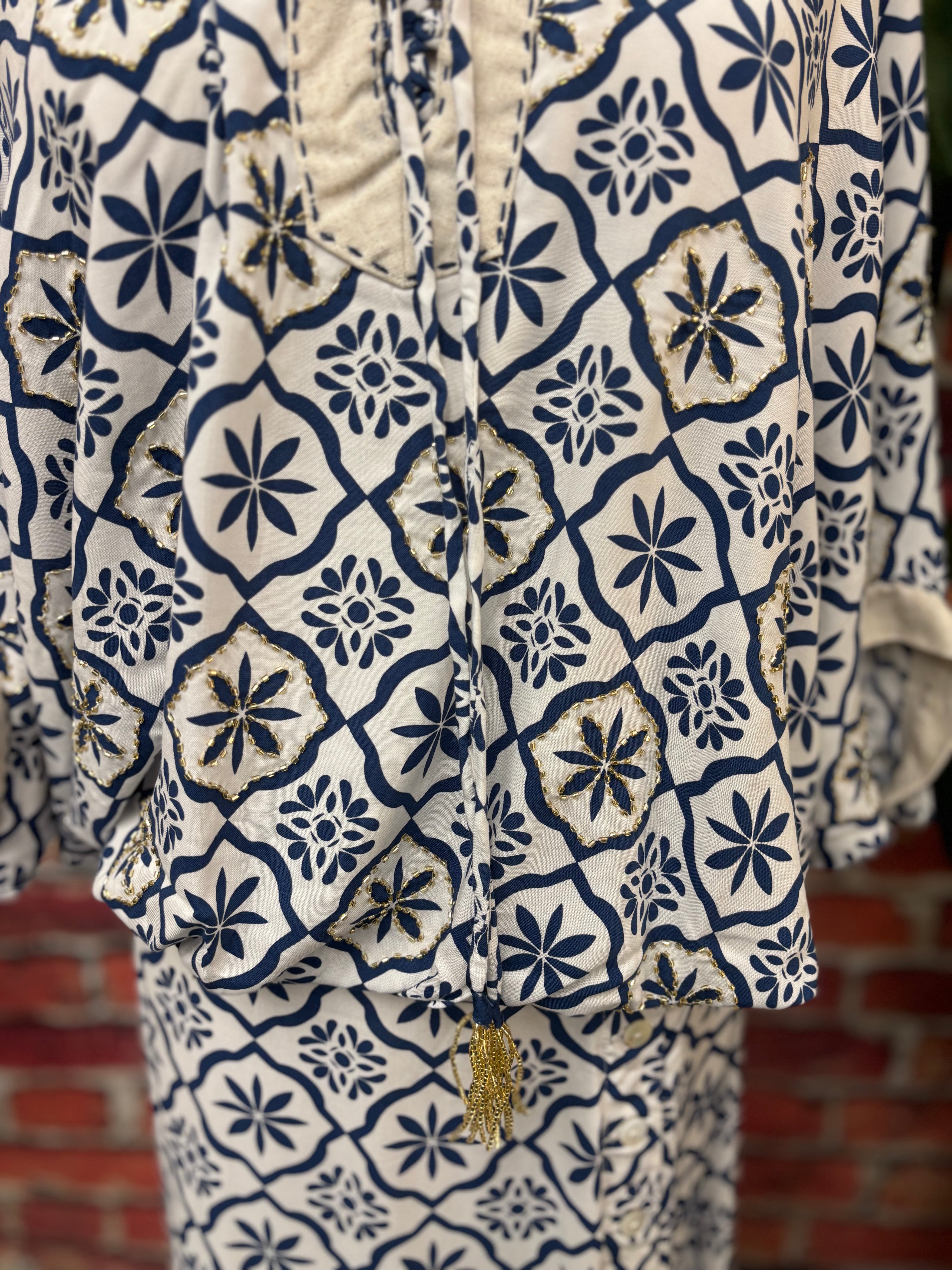 Coastal Charm Beaded Dolman Top