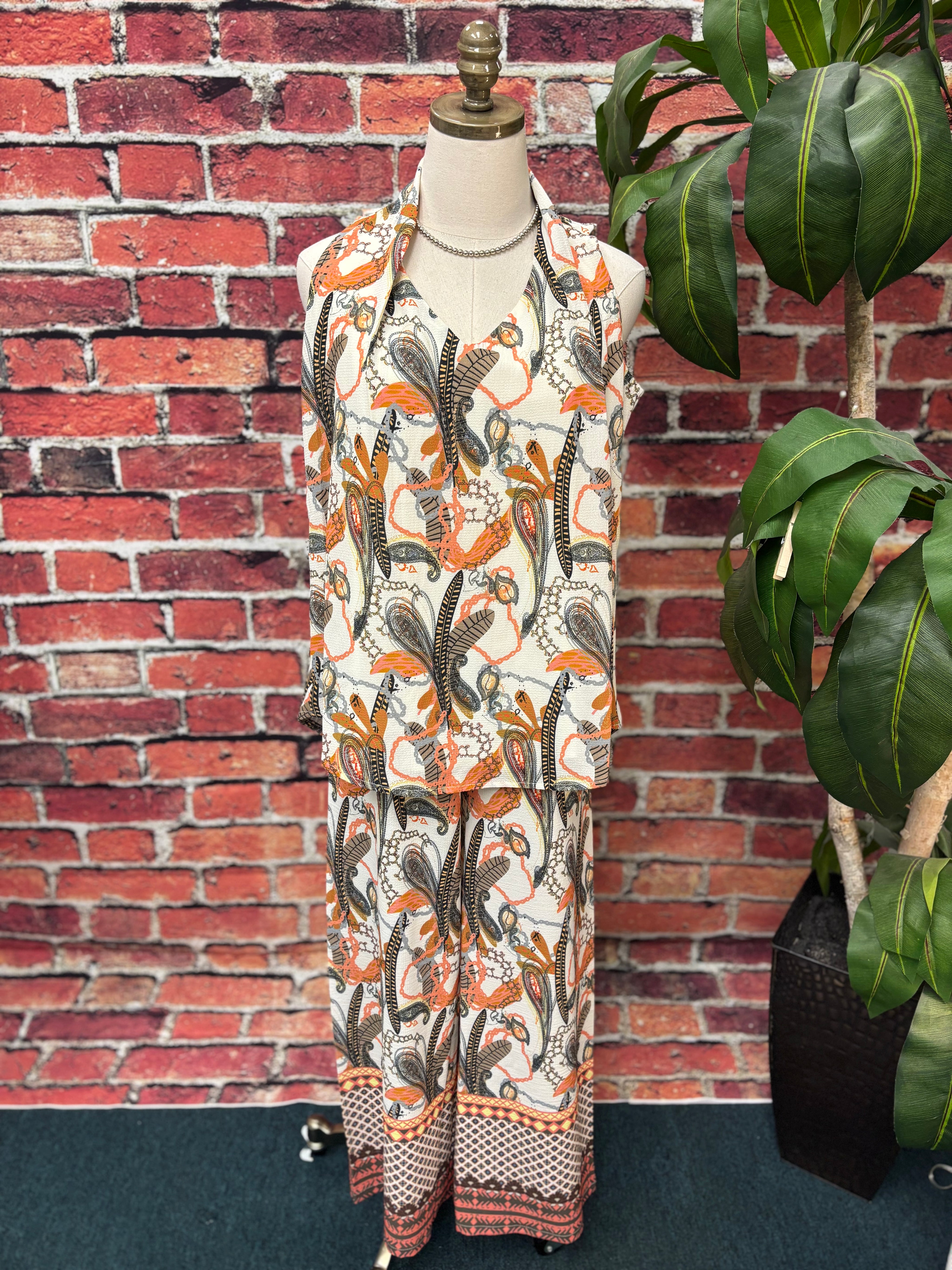Sunset Paisley Halter Blouse