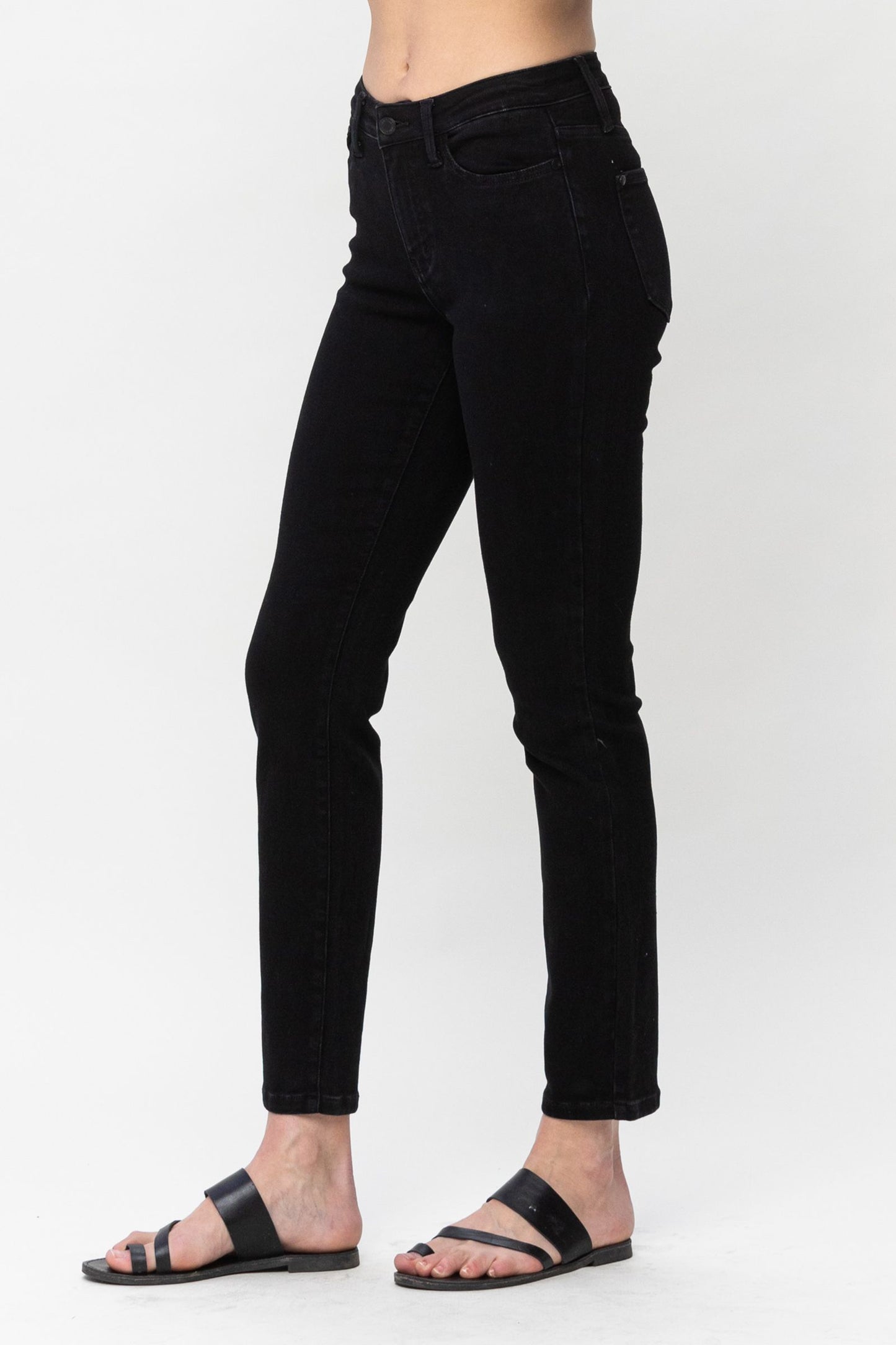 Judy Blue Slim Black Non Distressed Mid Rise