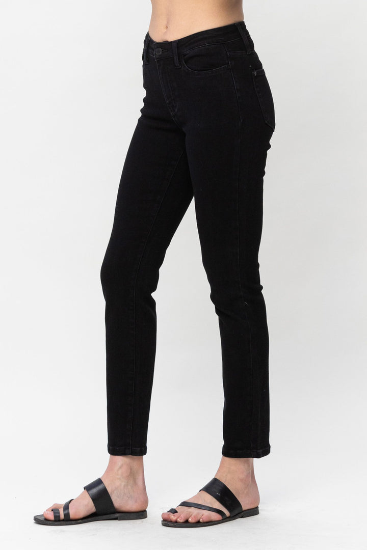 Judy Blue Slim Black Non Distressed Mid Rise