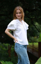 Load image into Gallery viewer, Dani Classic White Cotton Poplin Flutter Sleeve Top
