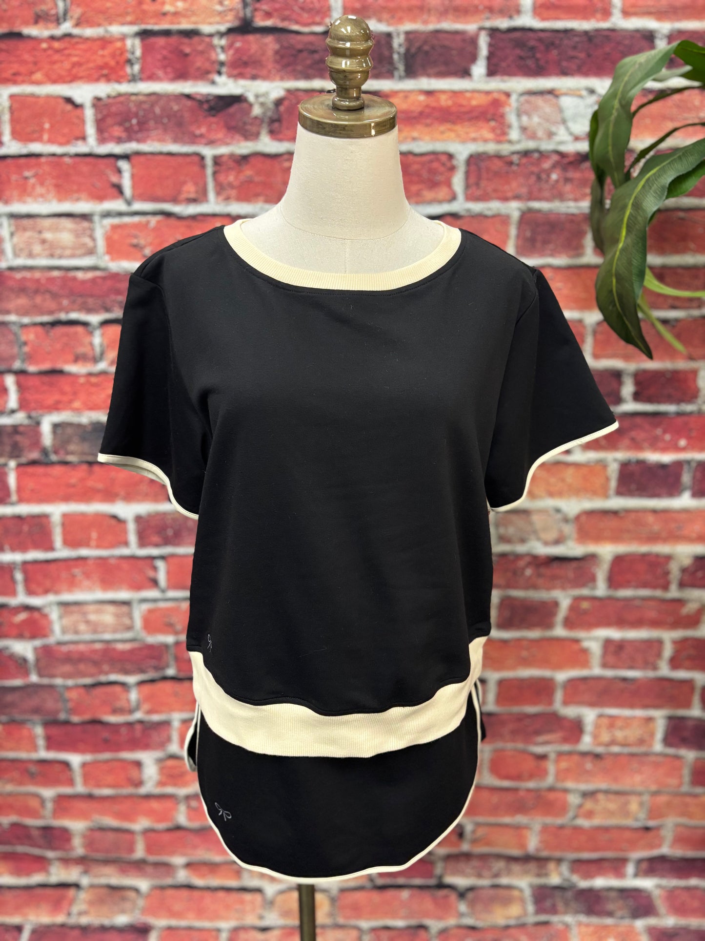 Black & Cream Sporty Chic Skort Set