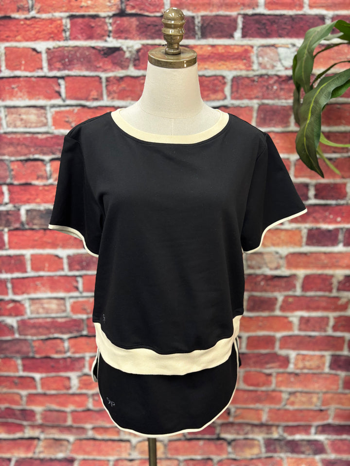 Black & Cream Sporty Chic Skort Set