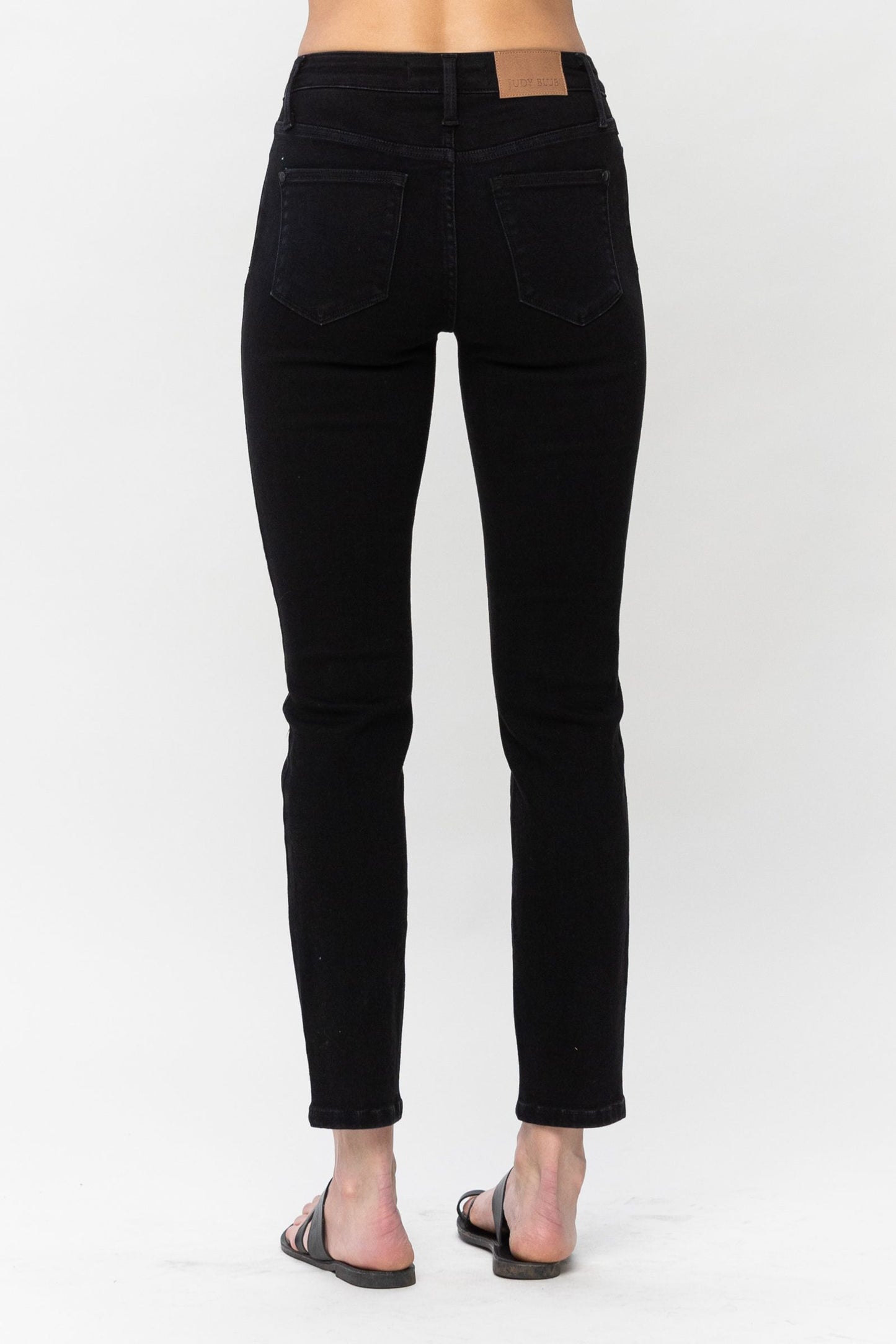 Judy Blue Slim Black Non Distressed Mid Rise