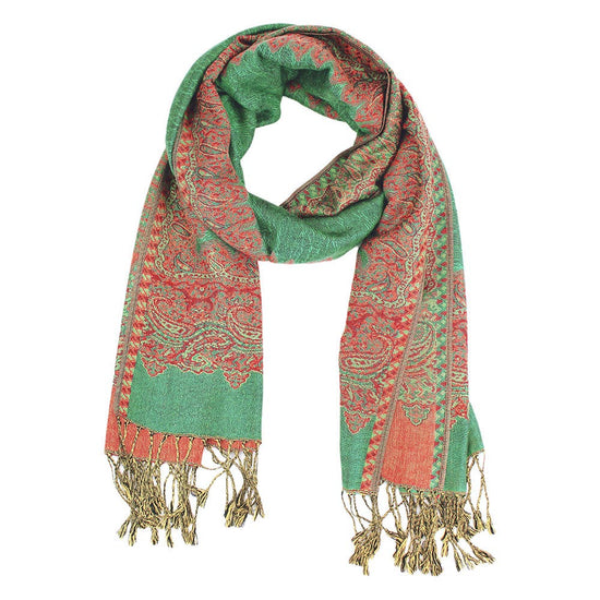 Border Pashmina Scarf Shawl with Fringe