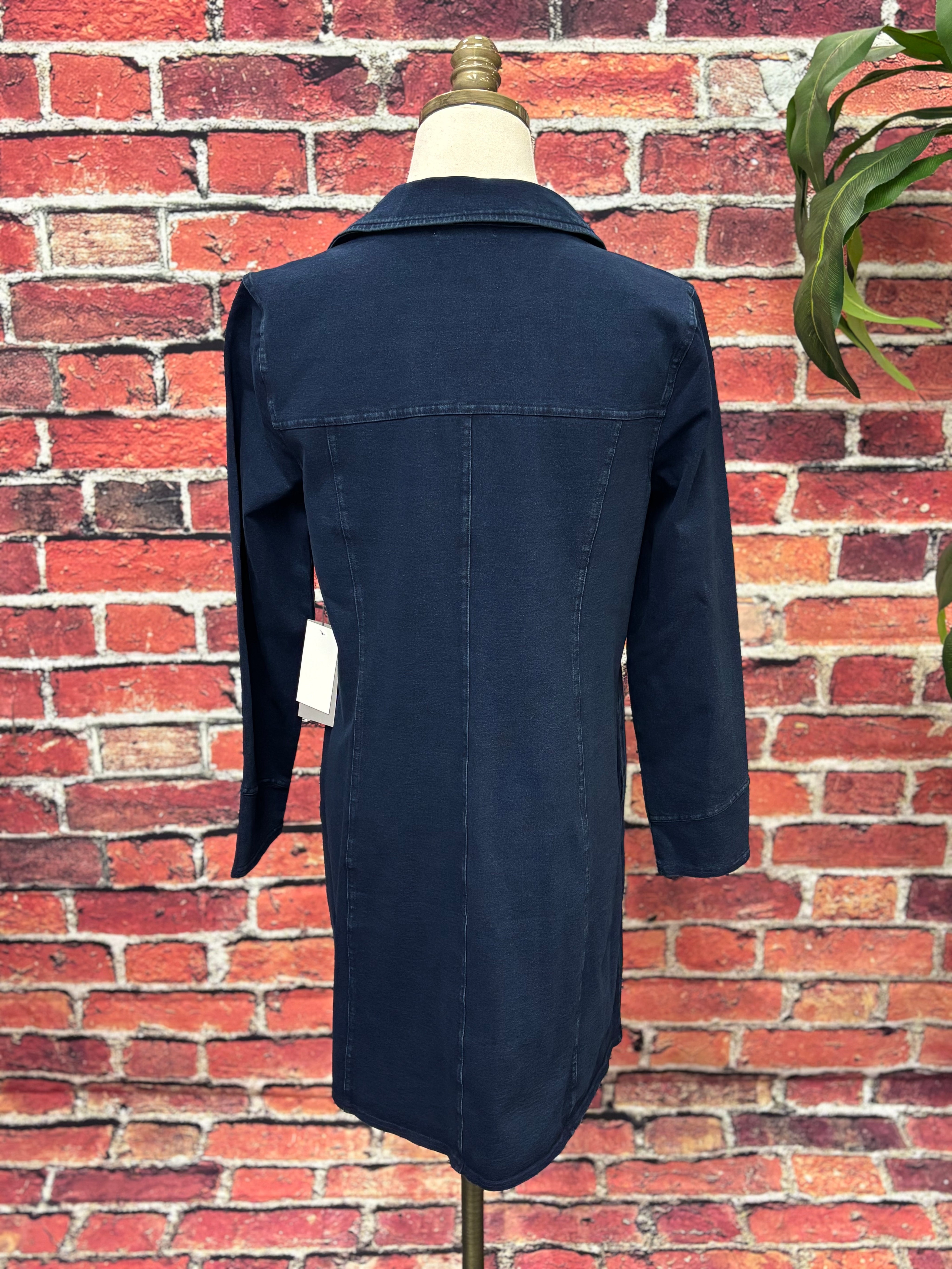 Navy Stretch Denim Button-Front Jacket