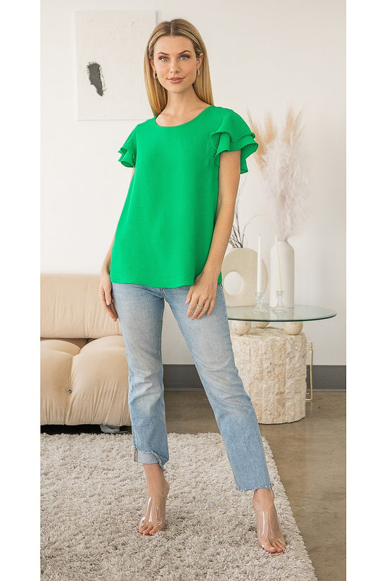 Pop Ruffle Sleeve Top