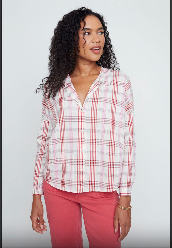 Rosy Plaid Breeze Blouse