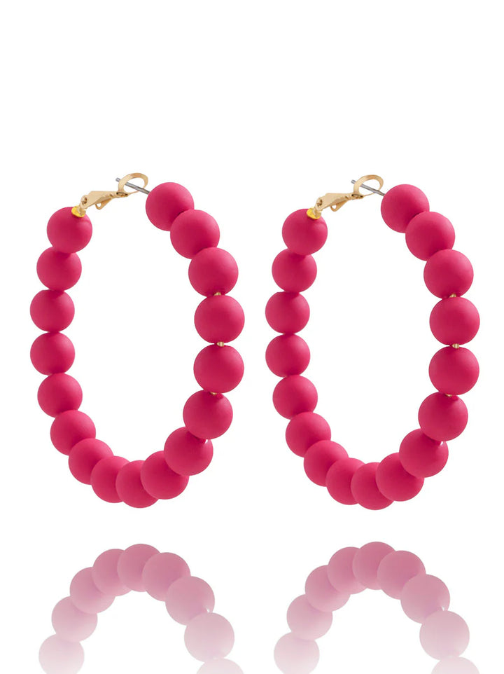 Chunky 8mm Matte Beaded Hoop Earring