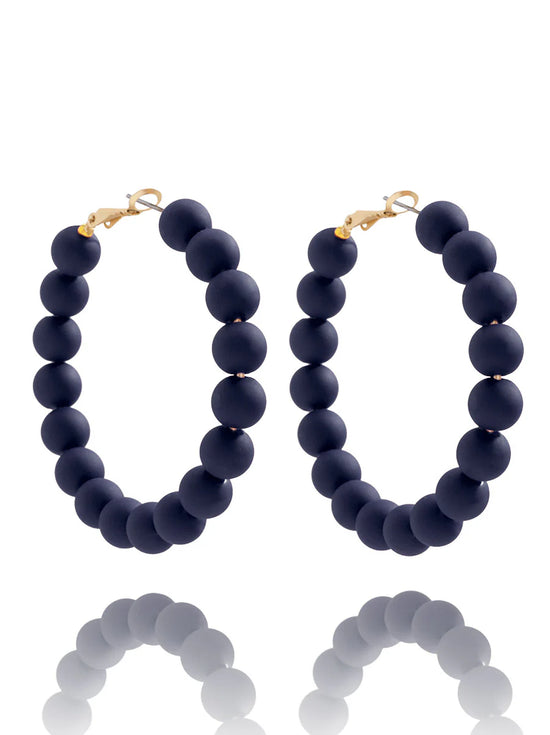 Chunky 8mm Matte Beaded Hoop Earring