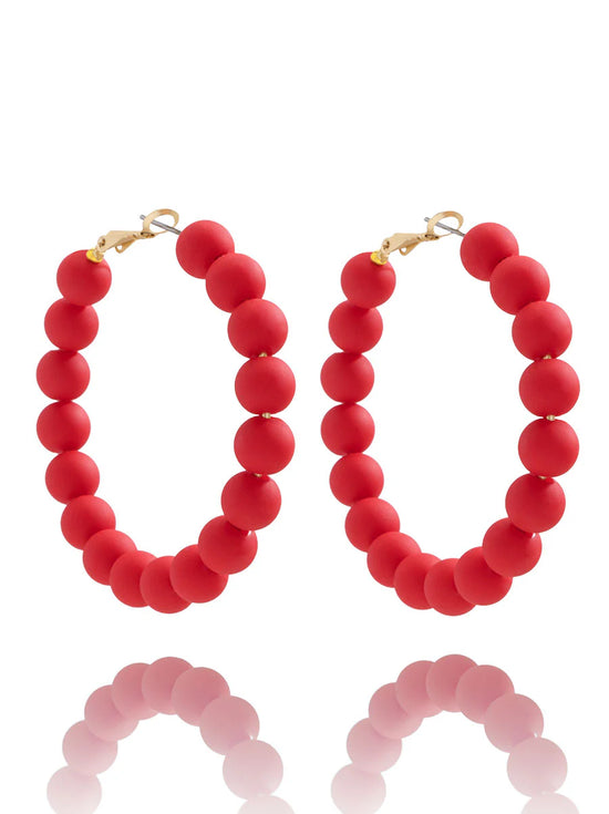 Chunky 8mm Matte Beaded Hoop Earring
