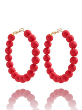 Load image into Gallery viewer, Chunky 8mm Matte Beaded Hoop Earring
